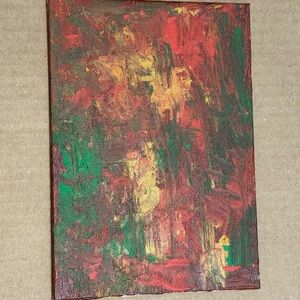 Abstract Canvas Art with Red, Green, and Yellow Hues 5x7 board love seeing